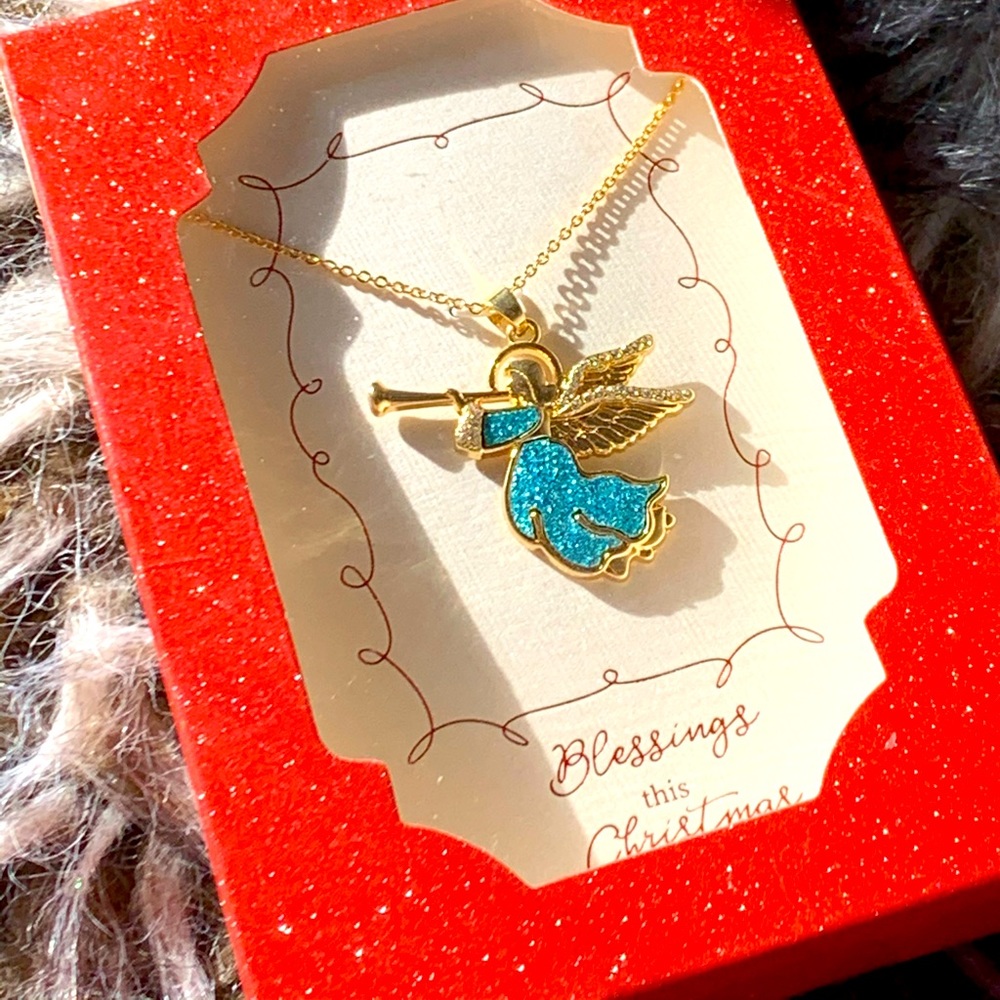 Christmas necklace, w/ cubic zirconia diamonds